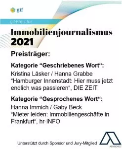 Mitinitiator Aengevelt gratuliert gif-Preisträgern für Immobilienjournalismus 2021