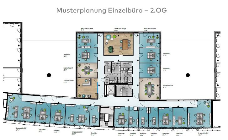 Musterplanung - Einzelbüro - 2 OG