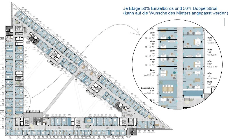 Bürogebäude in exklusivem Ambiente! - 4OG Beispielplanung Büro